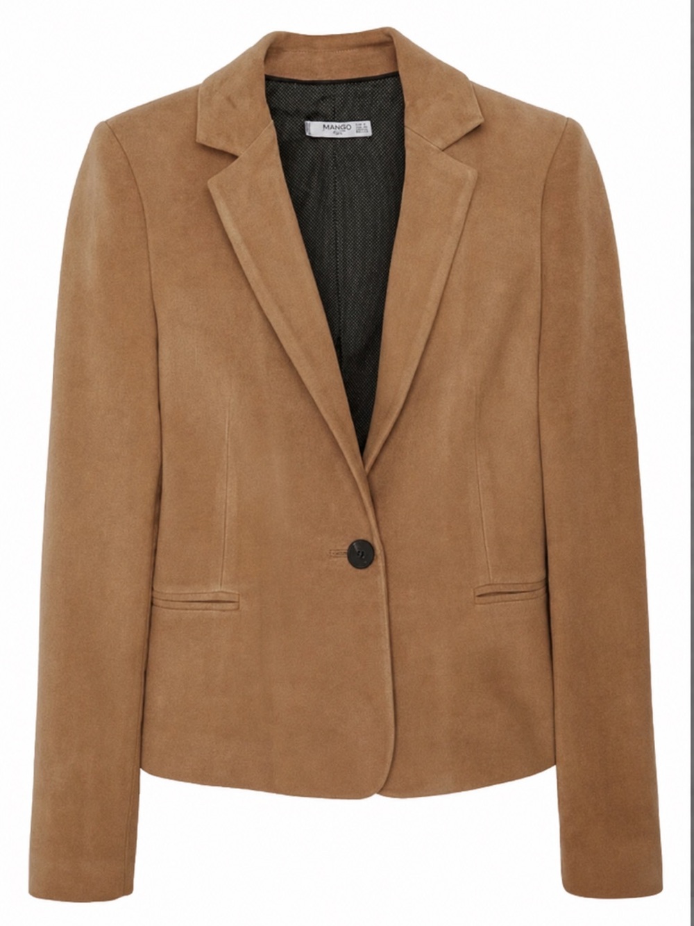 Mango XS Suede-Look Camel Single-Button Blazer - NEW with Tags